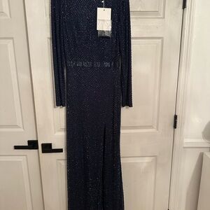 Mac Duggal Midnight Blue Beaded Gown